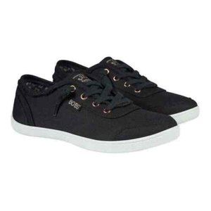 Bobs from Skechers Women's B Cute Memory-Foam Canvas Casual Sneakers, Black